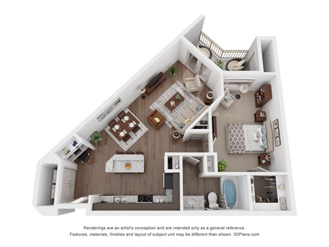 a 1 bedroom floorplan is shown in this illustration